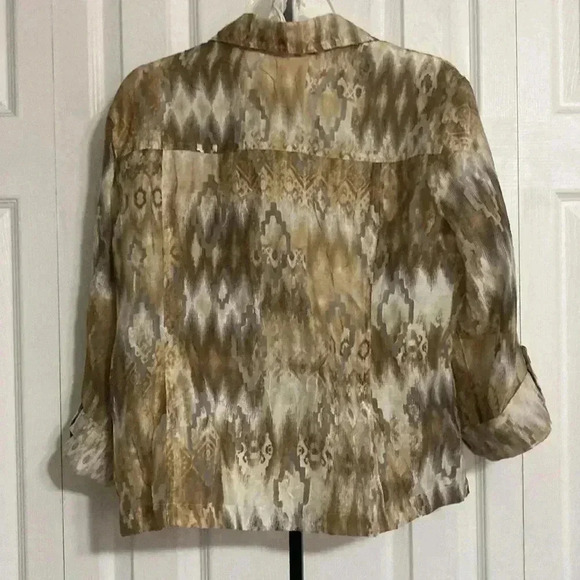 Ruby Rd cream tan & brown button down shirt - Picture 8 of 13